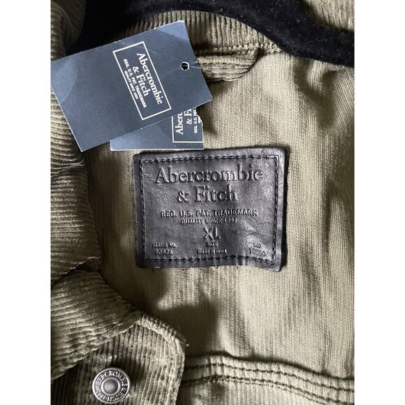 Abercrombie & Fitch Khaki Green Corduroy Shirt Jacket Size XL - Picture 8 of 9